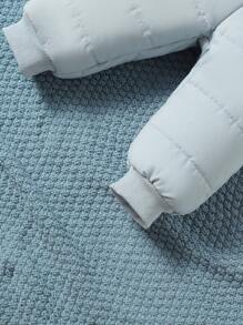 Baby Girl Contrast Binding Dual Pocket Padded Coat & Pants - Baby Blue - View 4