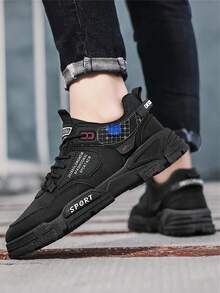 Men's Pu Leather Toe Work Sneakers - Black - View 1