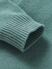 SHEIN Baby Boy Turtleneck Raglan Sleeve Sweater - Green - View 3