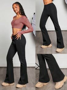 GLOWMODE French Terry Comfortable Flared Pants - Black - View 7