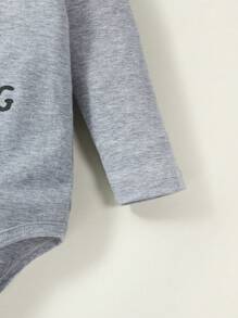 男嬰標語圖案連身背心 - 淺灰色 - 查看 7