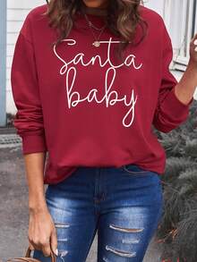 CILKOO 字母圖案落肩袖運動衫 - 紅色 - 查看 7