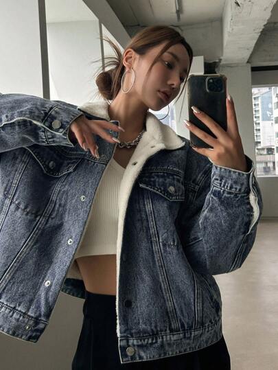 DAZY 秋冬保暖内衬宽松休闲牛仔夹克