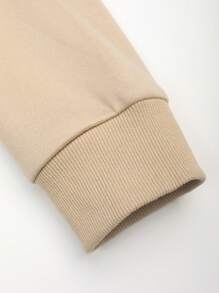 Manfinity Homme 男士拉鏈開襟抽繩加絨內裏連帽衫和運動褲不帶T恤 - 杏色 - 查看 5