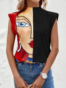 SHEIN Clasi 圖形高領tee圖形t恤 - 彩色 - 查看 1