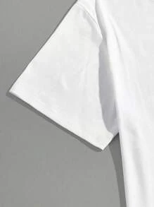 Manfinity Homme Men Letter Graphic Tee & Shorts - White - View 3