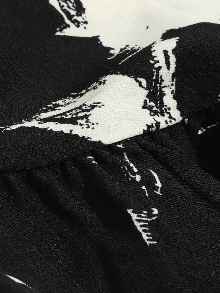 DAZY Allover Floral Print Night Dress - Black - View 7