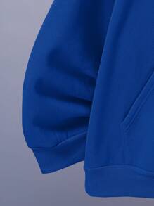 Manfinity Dauomo Men Plus Slogan Graphic Thermal Lined Hoodie - Royal Blue - View 4