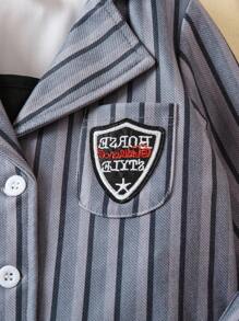 SHEIN 女小童吊帶上衣&條紋印花半身裙&字母補丁細節夾克 - 彩色 - 查看 7