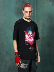 ROMWE MEN IT Chapter Two | ROMWE 男士字母圖案落肩T恤 - 黑色 - 查看 5