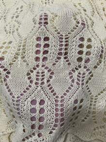 SHEIN Swim Summer Hollow Out Scallop Trim Lantern Sleeve Crop Kimono