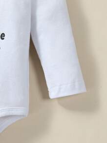 男嬰標語圖案連身背心 - 淺灰色 - 查看 7