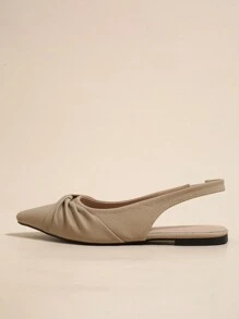 2025秋季女士卡其色尖头平底鞋 - 卡其色 - 查看 2