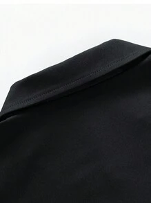 男士大码字母補丁細節翻蓋口袋落肩袖夾克不帶T恤 - 黑色 - 查看 3