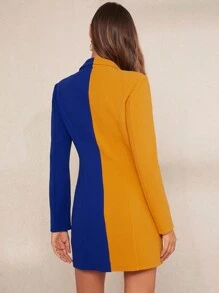 SHEIN Clasi 雙色雙排釦西裝洋裝 - 彩色 - 查看 3