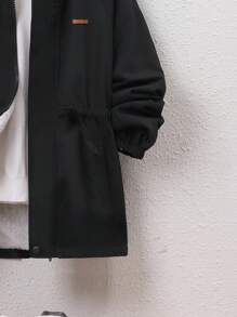 SHEIN 休閒拉鍊 貼布 口袋字母男童（大）外套 - 黑色 - 查看 7