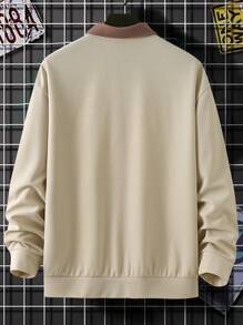 Manfinity Hypemode Men Cartoon Embroidery Polo Neck Drop Shoulder Oversize Sweatshirt - Apricot - View 2