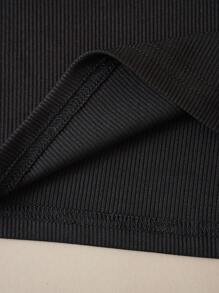 INAWLY Bộ đồ hai mảnh nữ Dây kéo Túi màu trơn Giải trí - màu đen - Xem 3