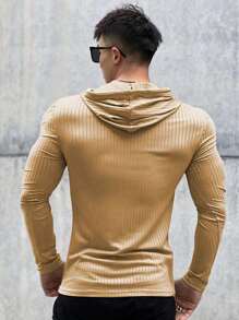 Manfinity Running Sudadera con capucha deportiva de punto acanalado con cordón para hombre, camiseta para gimnasio, transpirable para otoño