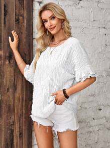 EMERY ROSE 素色喇叭袖襯衫