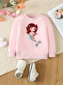 SHEIN Young Girl Cartoon Graphic Sweatshirt - Pink - View 1