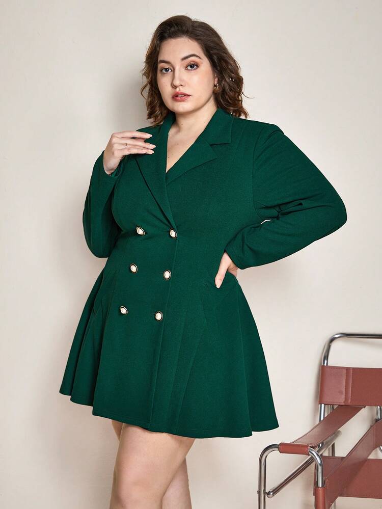 Plus Lapel Neck Double Breasted Coat