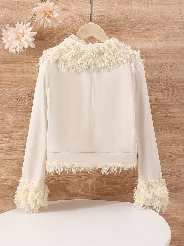 Teen Girl Teddy Lined Open Front Jacket Without Tee