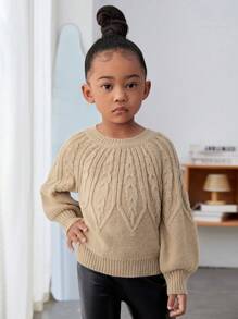 Cô Gái Trẻ Xoắn Dan Tay Raglan Áo len - Màu be - Xem 6