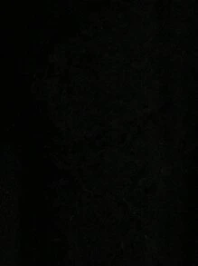 SHEIN EZwear 大碼高腰魚尾裙下擺絲絨半身裙 - 黑色 - 查看 5