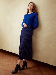 MOTF PREMIUM PLEATED KNIT MIDI SKIRT WITHOUT BELT