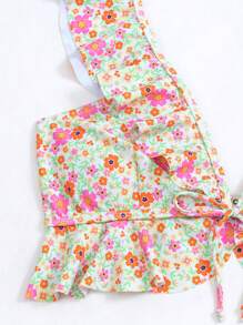 Swim Mod Summer Beach Ditsy Floral Ruffle Trim Bikini Set - Multicolor - View 5