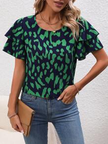 EMERY ROSE Blusa con estampado de manga mariposa