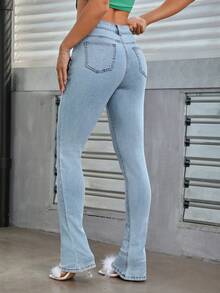 SHEIN Unity 高腰緊身牛仔褲 - 藍色 - 查看 2