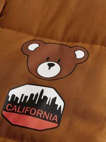 SHEIN Tween Boy Cartoon Graphic Padded Coat - Brown - View 6