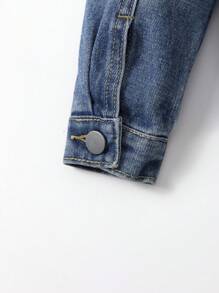 Chàng trai trẻ Chi tiết về Flap Áo khoác denim - Rửa trung bình - Xem 5