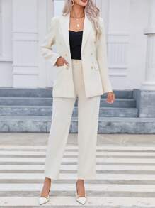 SHEIN Privé 雙排釦西裝外套和褲子