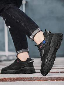 Men's Pu Leather Toe Work Sneakers - Black - View 4