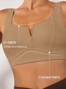 GLOWMODE Featherfit™ 極簡女士v型運動胸罩,輕鬆支撐 - 卡其色 - 查看 3