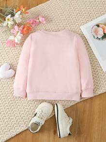 SHEIN Young Girl Cartoon Graphic Sweatshirt - Pink - View 2