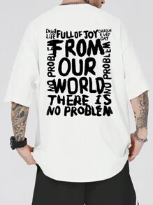 ROMWE MEN Street Life 男士標語圖案T恤 - 白色 - 查看 1