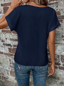 EMERY ROSE Floral Print Batwing Sleeve Blouse - Navy Blue - View 2