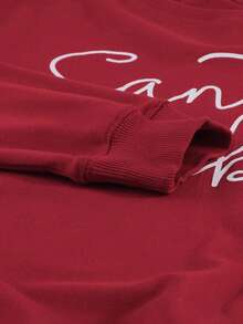 CILKOO 字母圖案落肩袖運動衫 - 紅色 - 查看 8