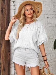 EMERY ROSE 素色喇叭袖襯衫