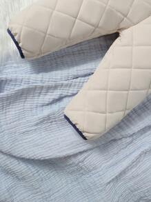 Baby Girl Contrast Binding Hooded Padded Coat & Pants - Apricot - View 4