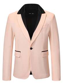 Manfinity AFTRDRK Homme Blazer À Blocs De Couleurs À Bouton - Rose pâle - Voir 3