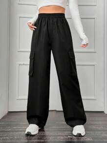 SHEIN EZwear Flap Pocket Side Cargo Pants