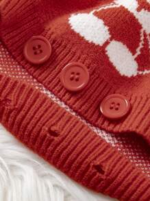 女嬰熊圖案開襟衫&吊帶針織連身背心 - 橘色 - 查看 4