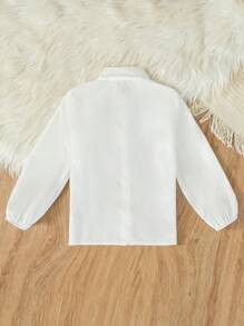 女小童荷葉邊前蝴蝶結襯衫 - 白色 - 查看 2