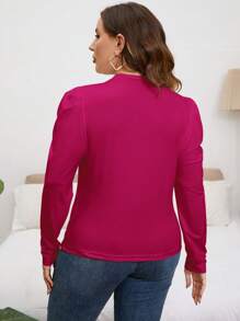 SHEIN Privé Talla grande Camiseta unicolor de manga gigot