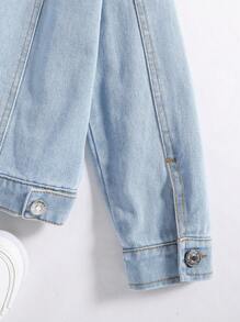 男大童翻蓋口袋牛仔夾克 - 淺色水洗藍 - 查看 5